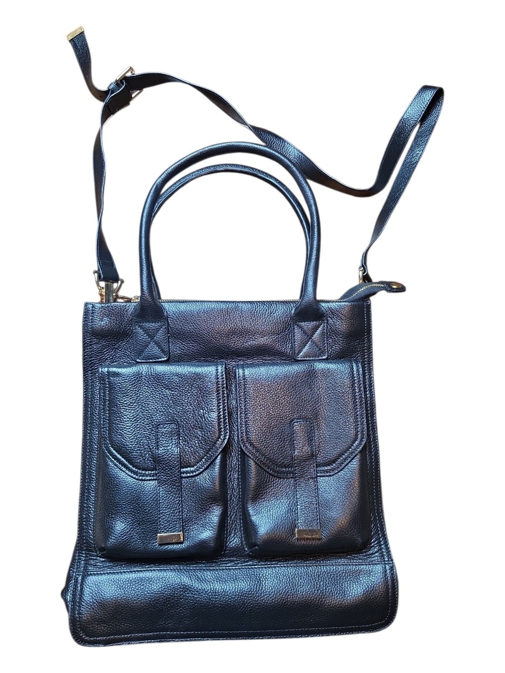 KRISTEN BELL FOR ERICA ANENBERG | Genuine Leather Black Tote Crossbody Purse